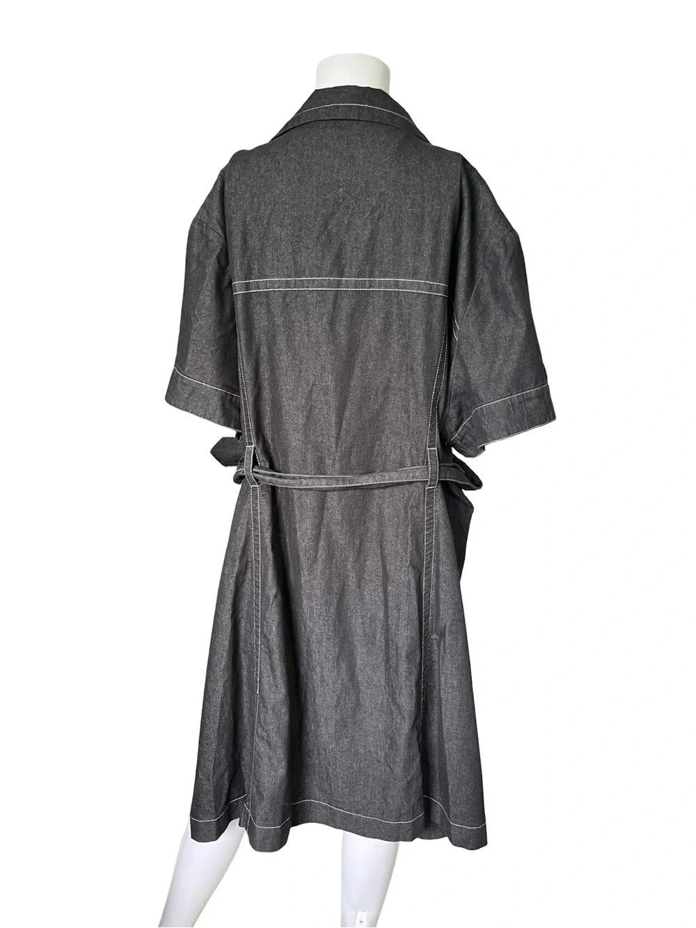 Robert Louis Belted Midi Dress Faded Black Utility Button Up Womens Plus Size 3X